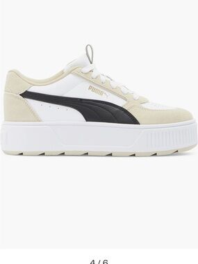 Puma Women’s Platform Sneaker in White, Black and Cream Suede